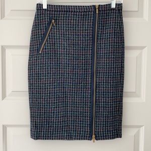 J Crew blue and maroon herringbone pencil skirt